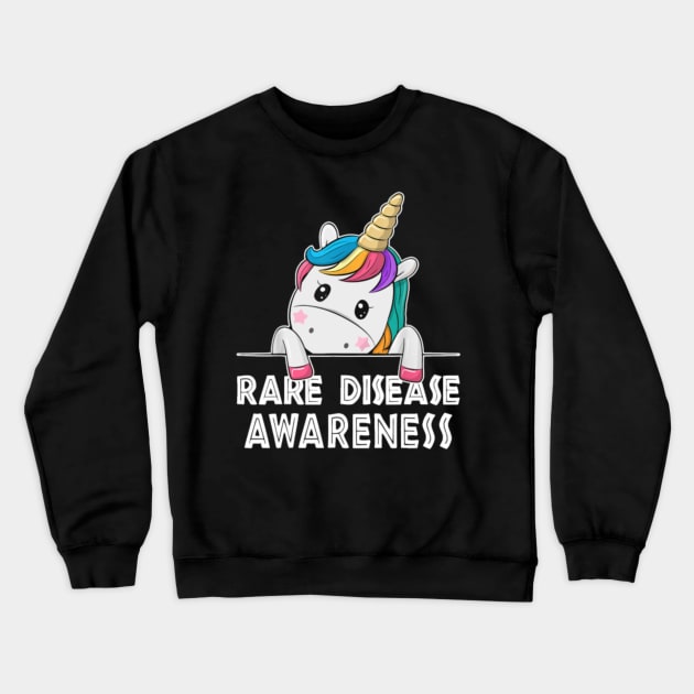 Unicorn Lovers Rare Disease Awareness Funny Crewneck Sweatshirt by flickskyler179